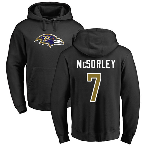 Men Baltimore Ravens Black Trace McSorley Name and Number Logo NFL Football #7 Pullover Hoodie Sweatshirt
